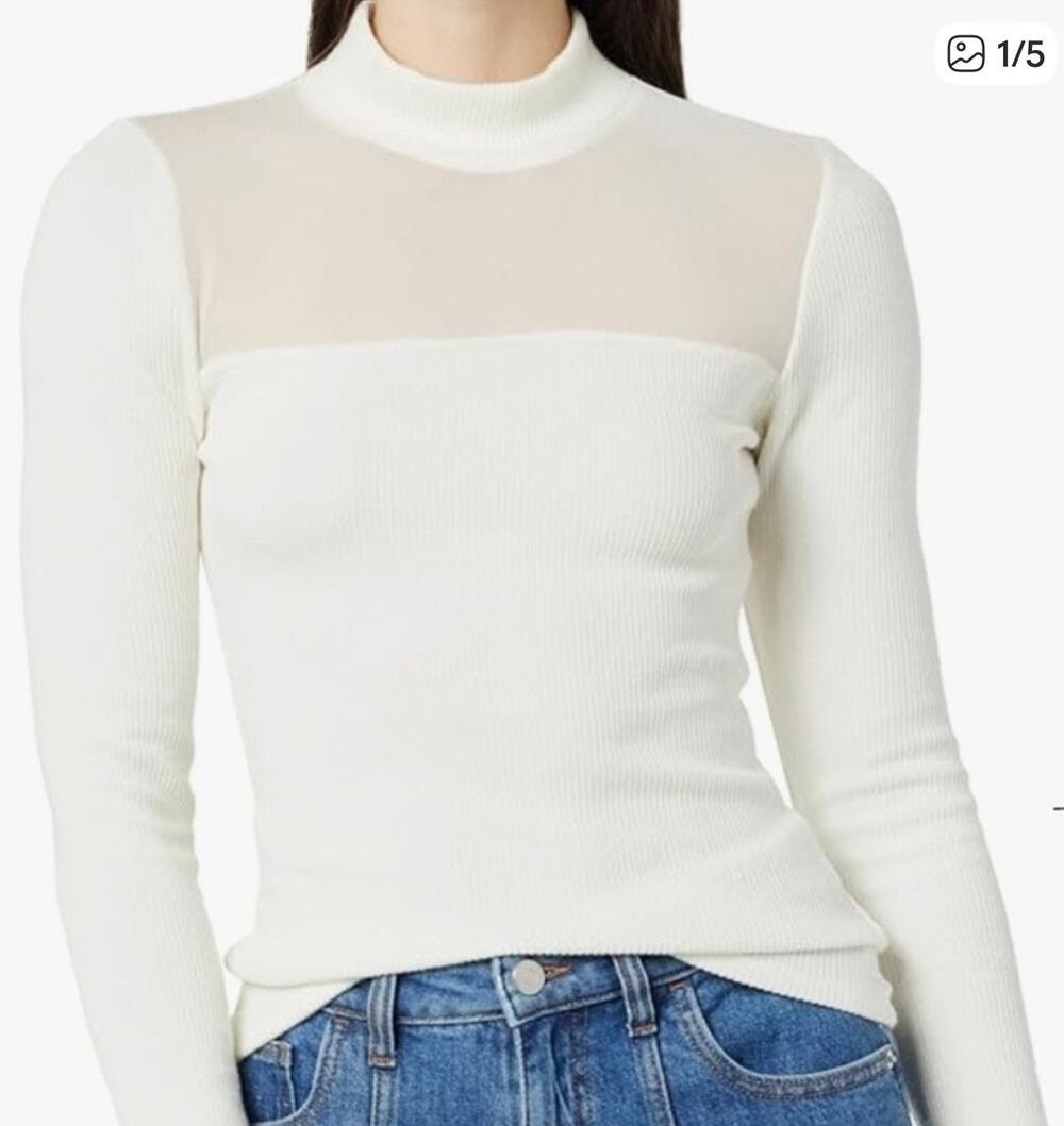The Drop Emilia Mock Neck Mesh Inlay Top XXL NWT